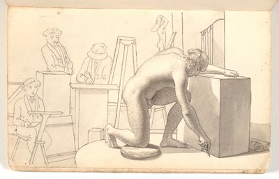 Artistas dibujando del modelo de Martinus Rørbye