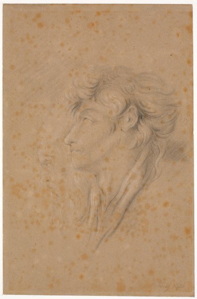 Estudio de un joven y un anciano barbudo de perfil hacia la izquierda de Martinus Rørbye