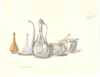 Utensilios turcos, una jarra y dos frascos de Martinus Rørbye