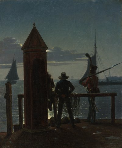 Vista desde las murallas de la ciudadela en Copenhague a la luz de la luna, 1839 de Martinus Rørbye