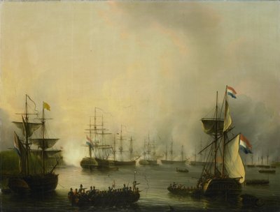 El bombardeo de Palembang, Sumatra, 24 de junio de 1821 de Martinus Schouman