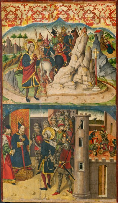 San Cristóbal se Encuentra con Satanás, San Cristóbal ante el Rey de Licia, 1480-85 de Martín de Soria
