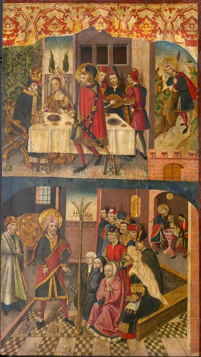 San Cristóbal despidiéndose del rey que temía a Satanás; San Cristóbal y sus conversos de Martín de Soria