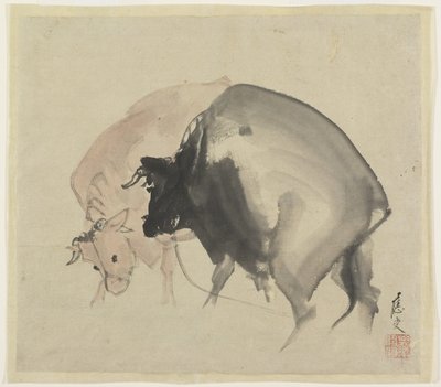 Dos toros, c.1810 de Maruyama Oju