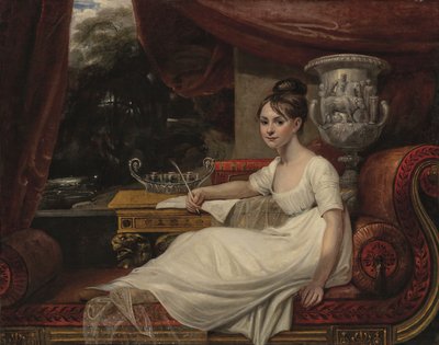 Retrato de Eleanor Anne Porden, Lady Franklin (1795-1825), en una chaise longue (óleo sobre lienzo) de Mary Ann Flaxman