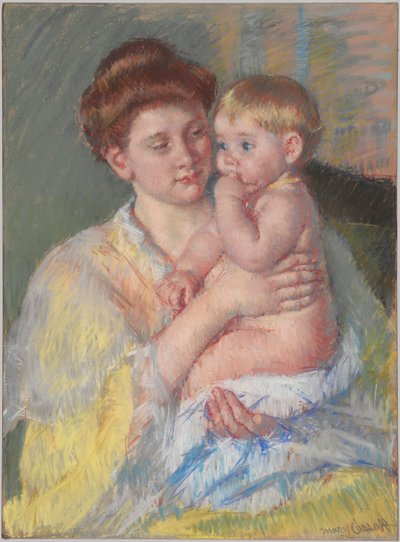 Baby John con el dedo índice en la boca de Mary Cassatt