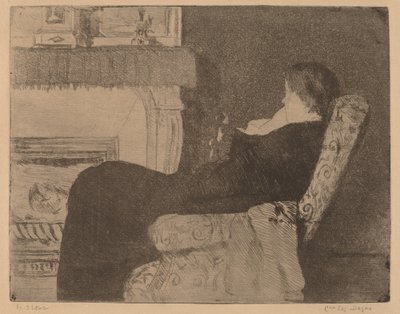 Frente a la chimenea No. 1, c. 1882 de Mary Cassatt
