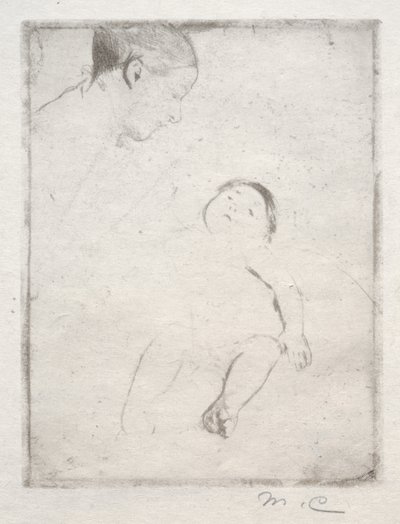 Bill acostado en el regazo de su madre, c. 1889 de Mary Cassatt
