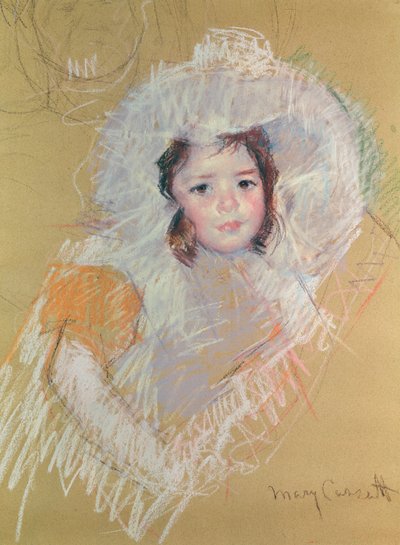 Busto de una joven o Margot Lux con un gran sombrero de Mary Cassatt