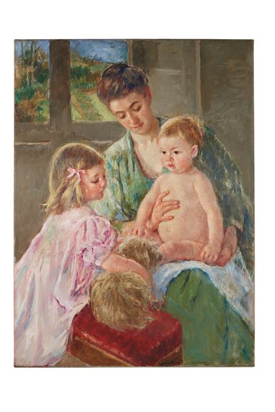Niños jugando con un perro, 1907 de Mary Cassatt