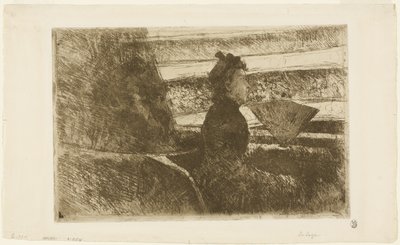 Dama de negro, en un palco, mirando a la derecha de Mary Cassatt