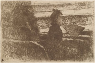 Dama de negro, en un palco, mirando a la derecha de Mary Cassatt