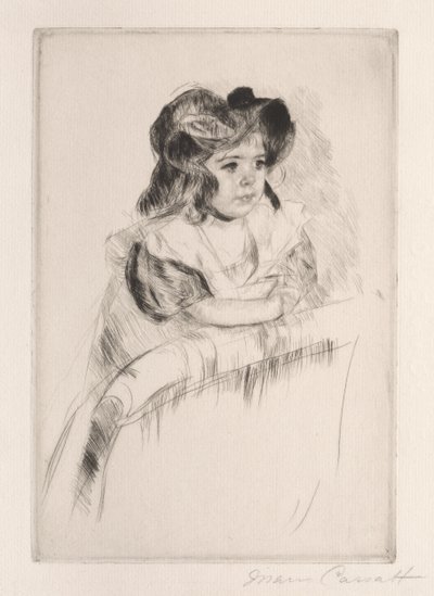 Margot, descansando con los brazos sobre el respaldo del sillón, c. 1903 de Mary Cassatt