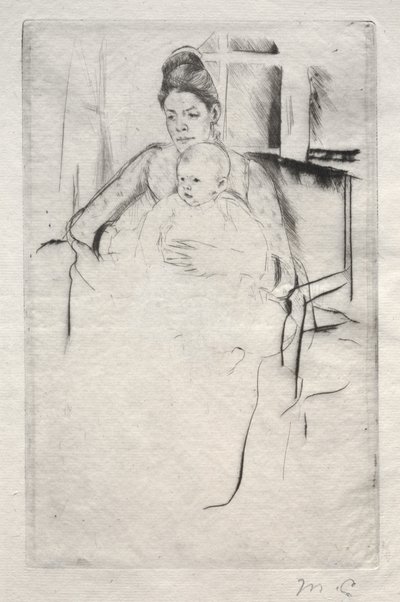 Sra. Gardner Cassatt y su bebé sentados cerca de una ventana, c. 1887 de Mary Cassatt