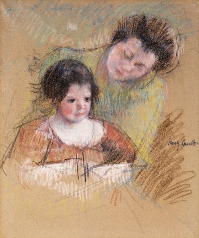 Reine inclinándose sobre el hombro de Margot de Mary Cassatt