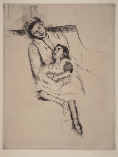 Reine y Margot sentadas en un sofá (n.º 2) de Mary Cassatt