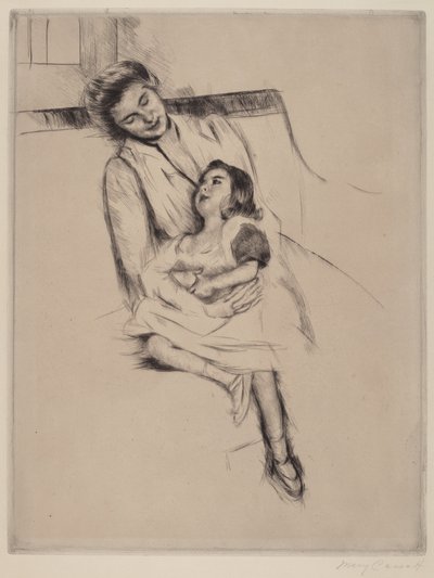 Reine y Margot sentadas en un sofá No. 2 de Mary Cassatt