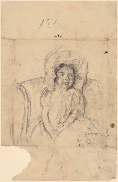 Margot sonriente con un gorro con volantes, c. 1902 de Mary Cassatt