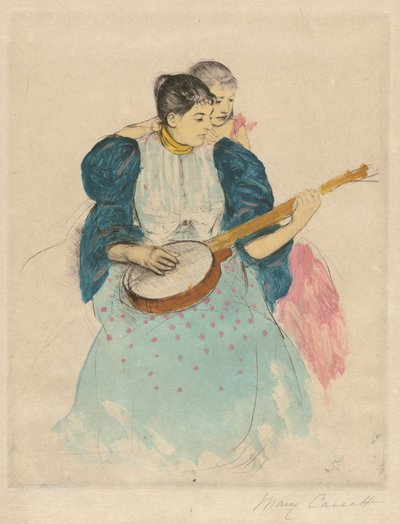 La lección de banjo, c. 1893 de Mary Cassatt