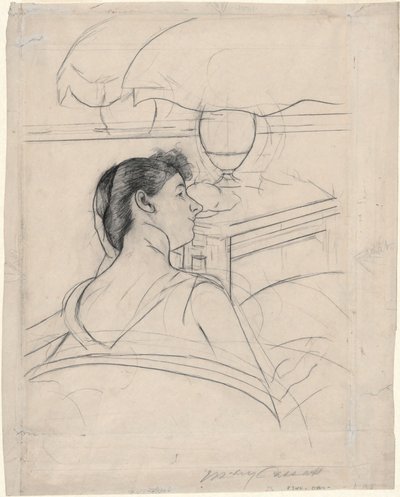 mujer y lámpara de Mary Cassatt