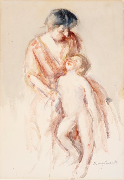 mujer con niño desnudo a su izquierda de Mary Cassatt