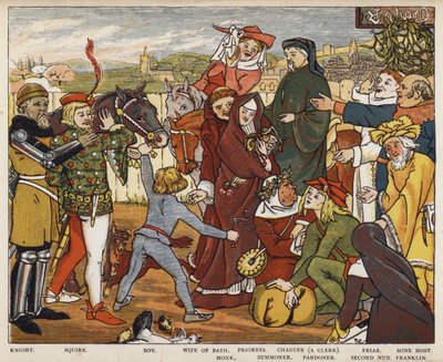 Geoffrey Chaucer, Los cuentos de Canterbury, Los peregrinos saliendo de The Tabard Inn de Mary Eliza Haweis