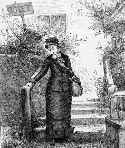 Una mujer mirando una casa en alquiler de Mary Ellen Edwards