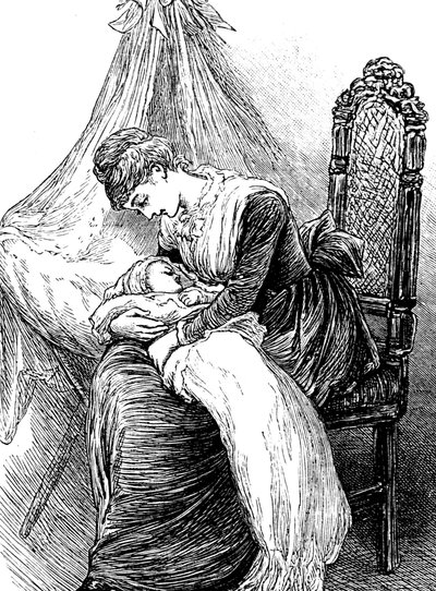 Una joven madre abrazando a su hijo de Mary Ellen Edwards