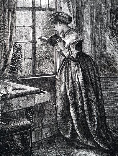 Una joven leyendo junto a una ventana abierta de Mary Ellen Edwards