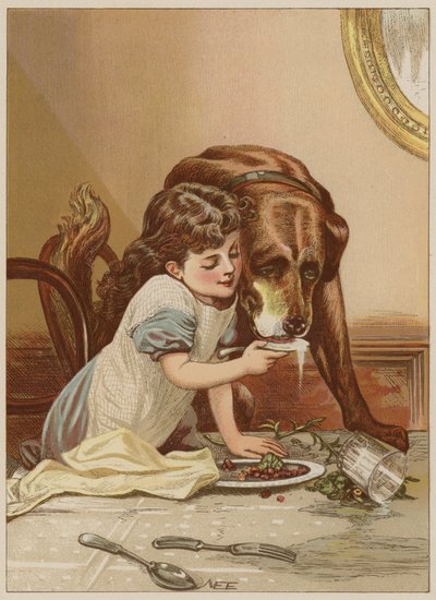 Niña alimentando al perro de Mary Ellen Edwards