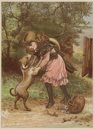 Niña jugando con perro de Mary Ellen Edwards