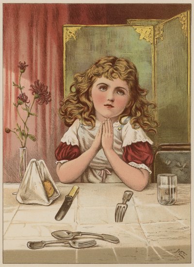 Niña rezando antes de la comida de Mary Ellen Edwards