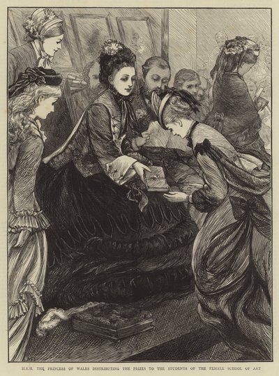 SAR la Princesa de Gales distribuyendo los Premios a los Estudiantes de la Escuela Femenina de Arte de Mary Ellen Edwards