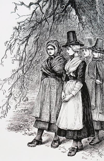 Chicas Galesas en una Feria de Hollantide, una Feria de Contratación, Esperando ser Empleadas como Sirvientas Domésticas de Mary Ellen Edwards