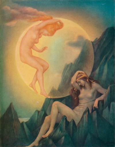 Tierra durmiente y luna despertando, c1905 de Evelyn De Morgan