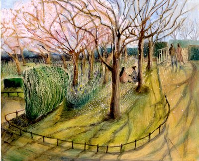 Turistas japoneses, Regents Park, 2004 (óleo sobre tabla) de Mary Kuper