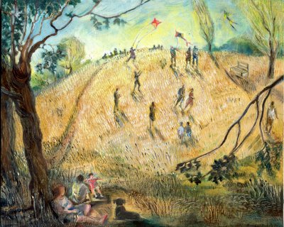 Cometas en la colina del Parlamento, 2003 (óleo sobre tabla) de Mary Kuper