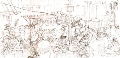 Mercado de Portobello, 2006 (pluma y tinta) de Mary Kuper