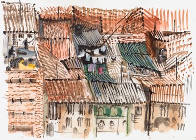 Azoteas, Bogotá, 2008 (pluma y acuarela) de Mary Kuper