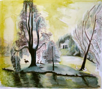 Stourhead, lago nocturno, 2006 (acuarela) de Mary Kuper