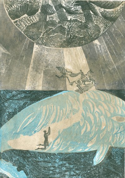 Talismán: Dentro del cuerpo de la bestia, 2015 (grabado en vinilo y colografía) de Mary Kuper