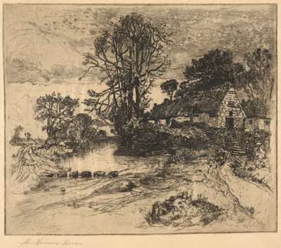 paisaje con granja de Mary Nimmo Moran