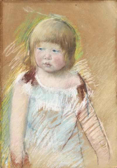 Niño con Flequillo en un Vestido Azul, c.1910 de Mary Cassatt