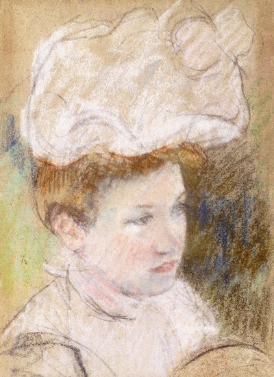 Leontine con un Sombrero Rosado y Esponjoso, 1898 de Mary Cassatt