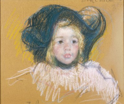 Niña con sombrero grande, c.1904 (pastel sobre papel) de Mary Stevenson Cassatt