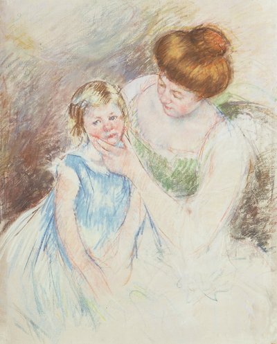Madre con la Mano Izquierda Sosteniendo la Barbilla de Sara de Mary Cassatt