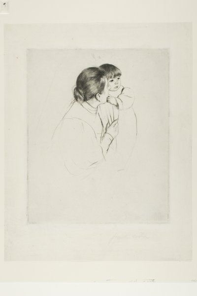 Madre campesina y niño, c.1895 (punta seca sobre papel verjurado marfil) de Mary Stevenson Cassatt