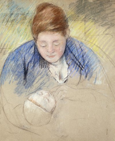 Mujer inclinada sobre un bebé, c.1907 de Mary Cassatt