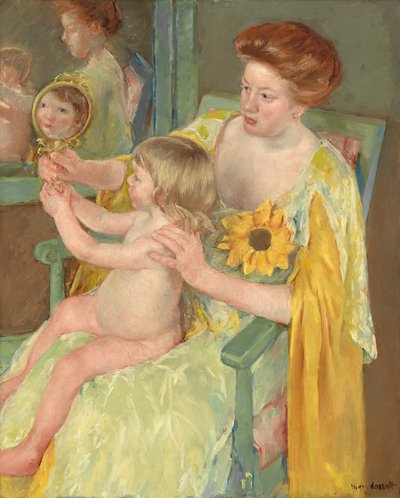 Mujer con un girasol, c.1905 (óleo sobre lienzo) de Mary Stevenson Cassatt