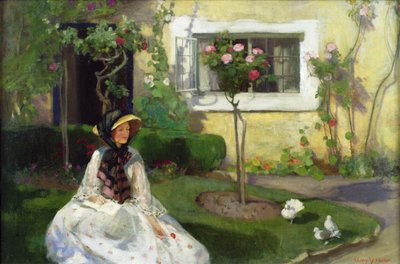 Un momento de tranquilidad (óleo sobre lienzo) de Mary Young Hunter